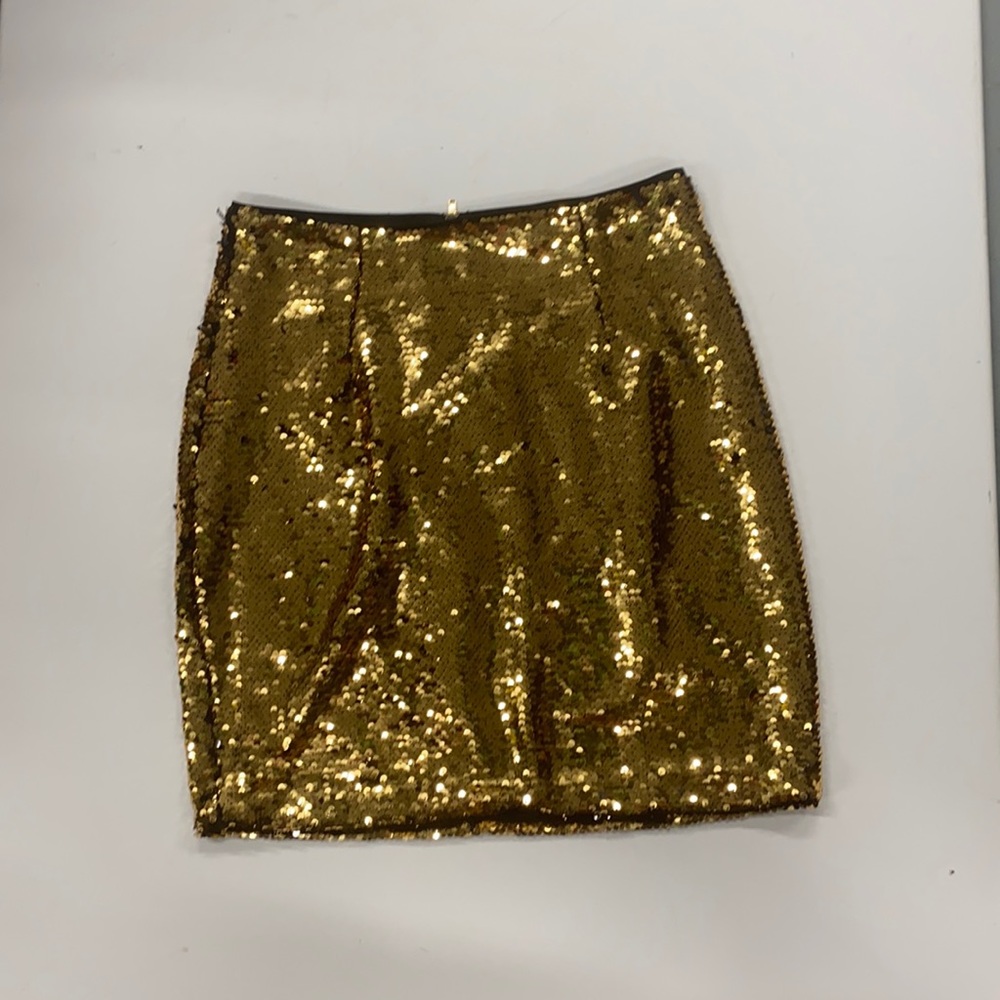 NWT INA Gold/Black Sequin Mini Skirt Size M
